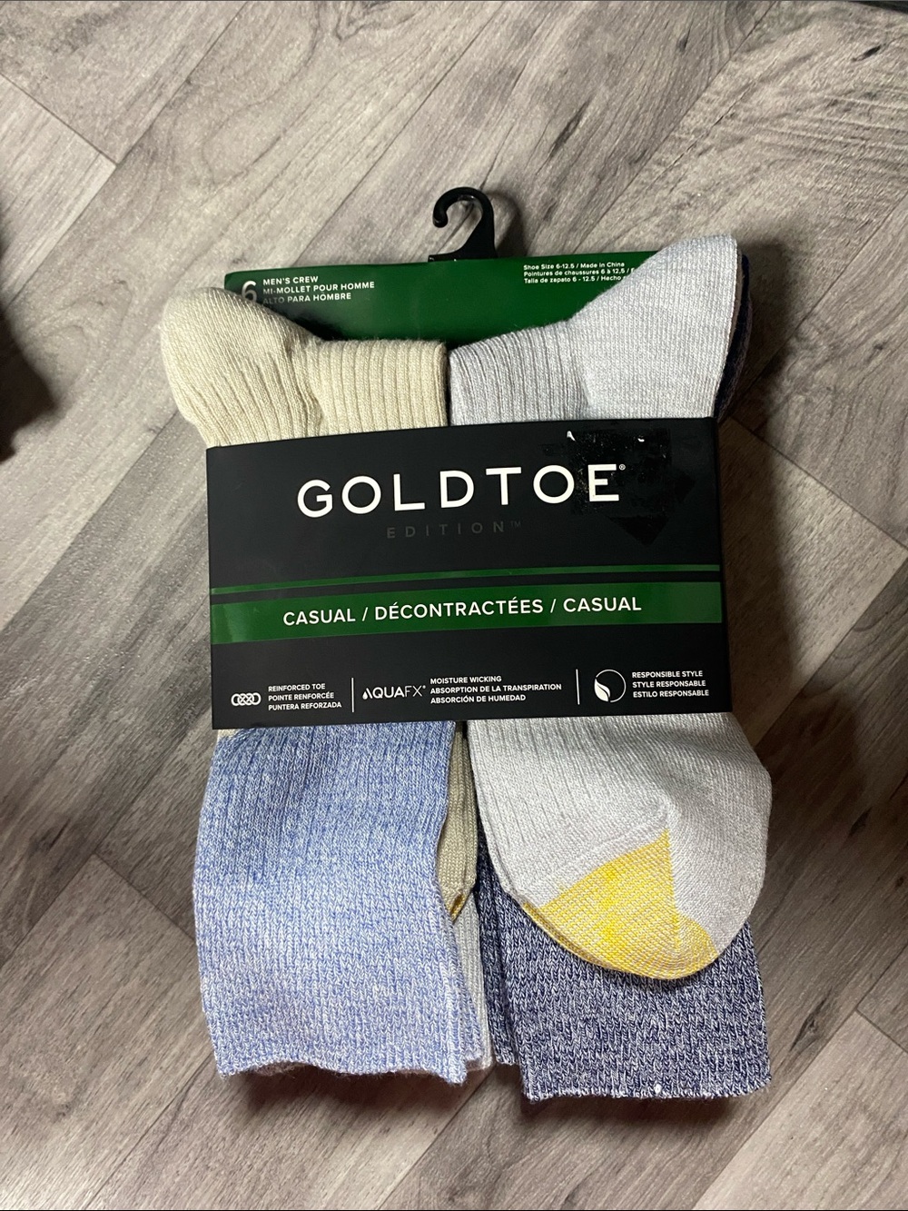 Goldtoe Men’s Casual Crew Socks - Assorted Neutrals & Blue (6-Pack)